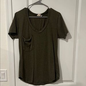 White Crow Dark Olive V-Neck Tee